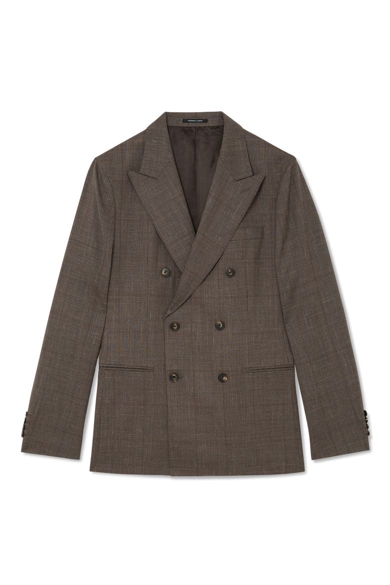 Penso Double Breasted Plaid Sport Coat, Alternate, color, CHOCOLATE BROWN