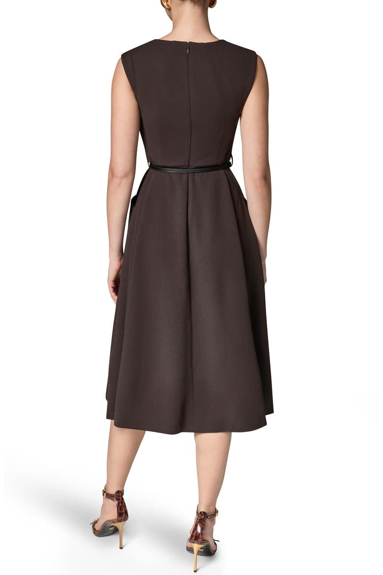 Belted Draped Asymmetric Dress, Alternate, color, ESPRESSO