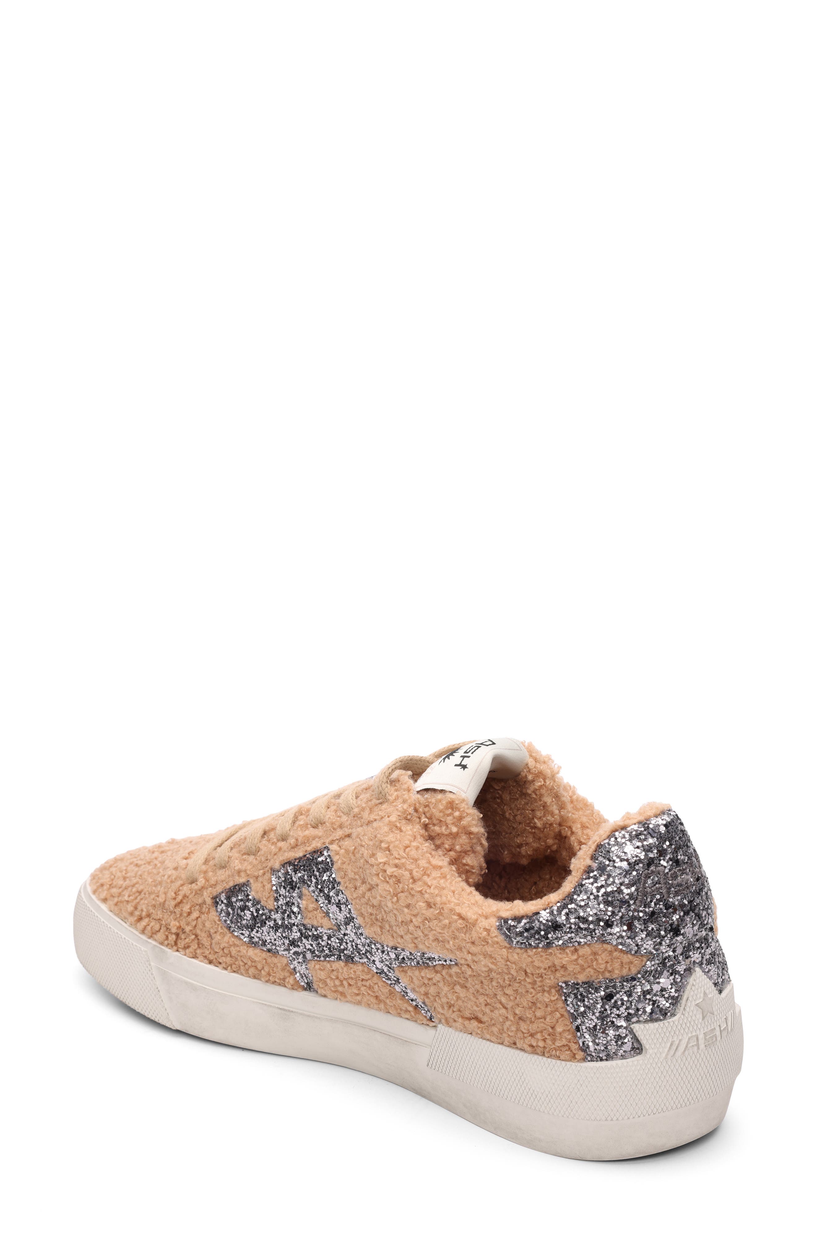 Ash Malibu Faux Shearling Sneaker, Alternate, color, Camel/ Silver