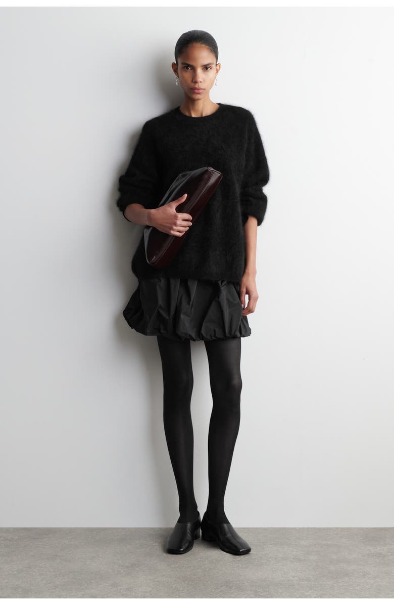 COS Bubble-Hem Mini Skirt, Main, color, Black