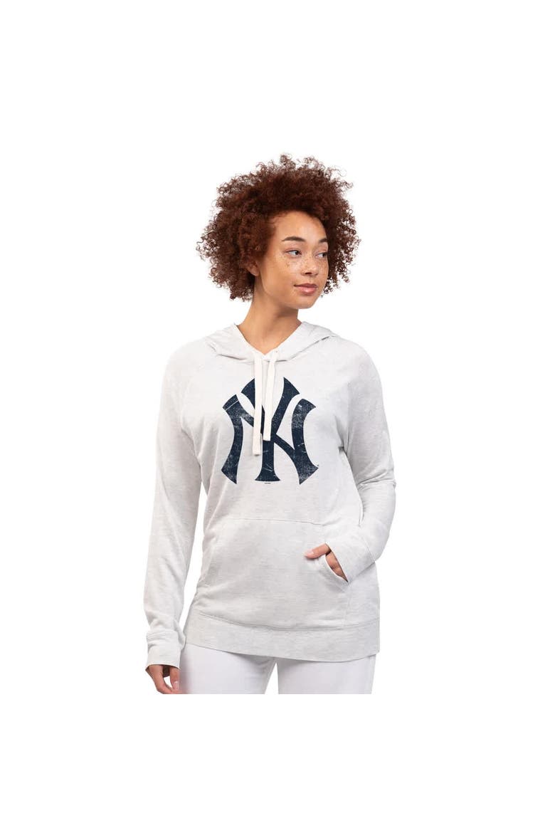 Women's G-III 4Her by Carl Banks Oatmeal New York Yankees Pregame Pullover Hoodie, Main, color, Oatmeal