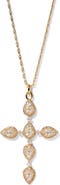 Nadri Crushed Halo Cross Pendant Necklace