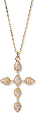 Nadri Crushed Halo Cross Pendant Necklace