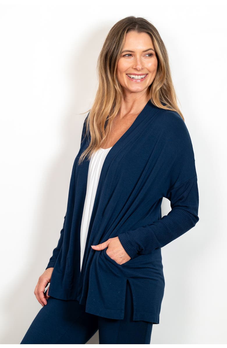 JJwinks BFF Open Front Lightweight Pocketed Cardigan, Main, color, Navy