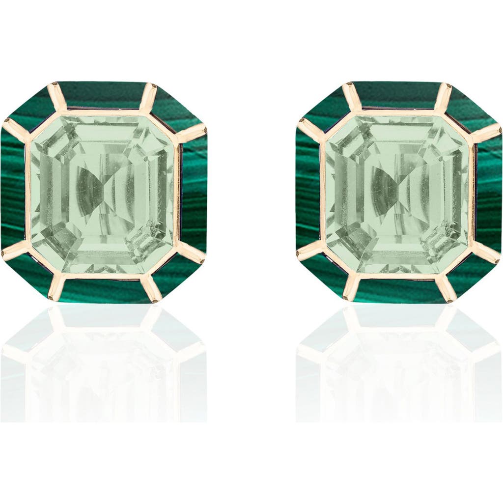 Goshwara Mélange Emerald-cut Stud Earrings In Green