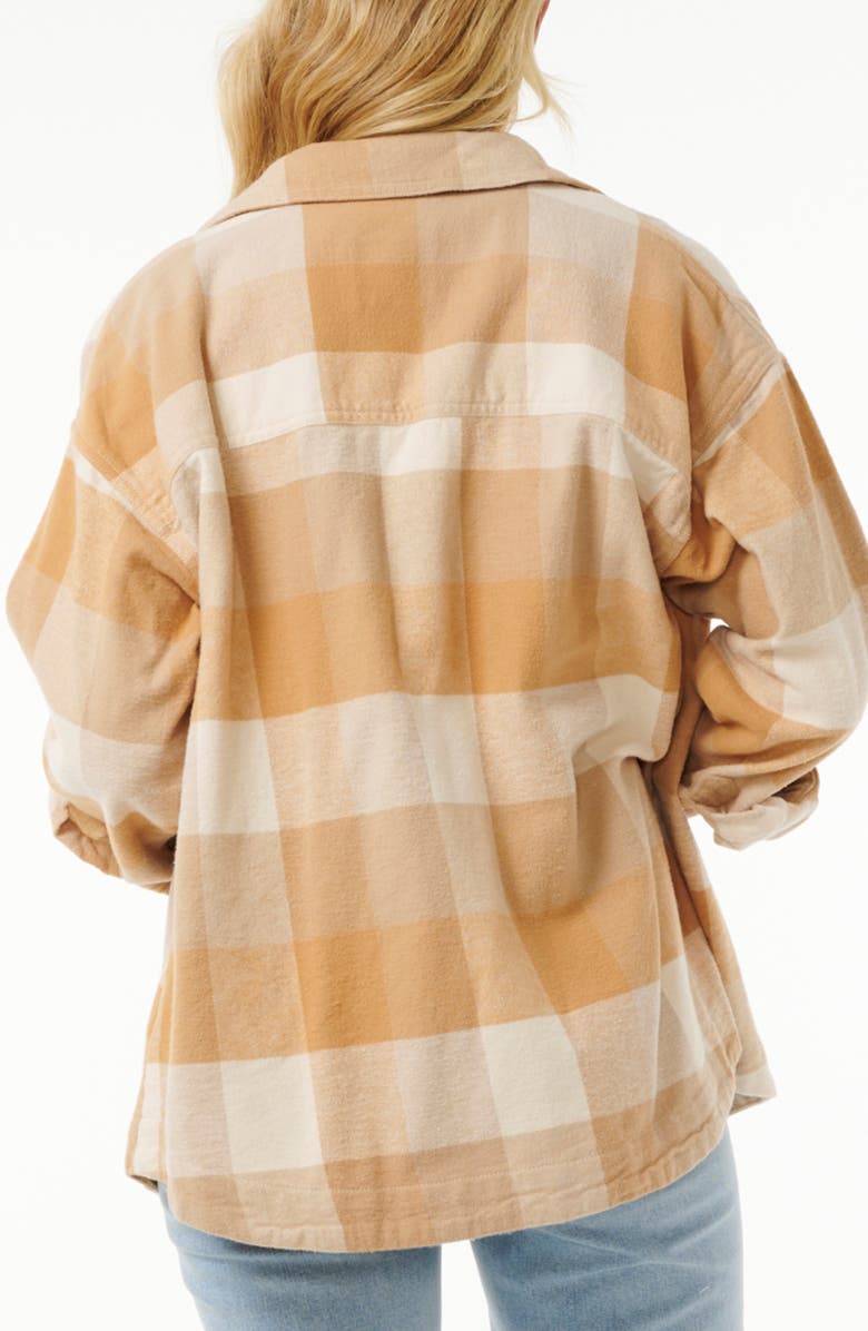 Rip Curl La Isla Plaid Flannel Button-Up Shirt, Alternate, color, Beige