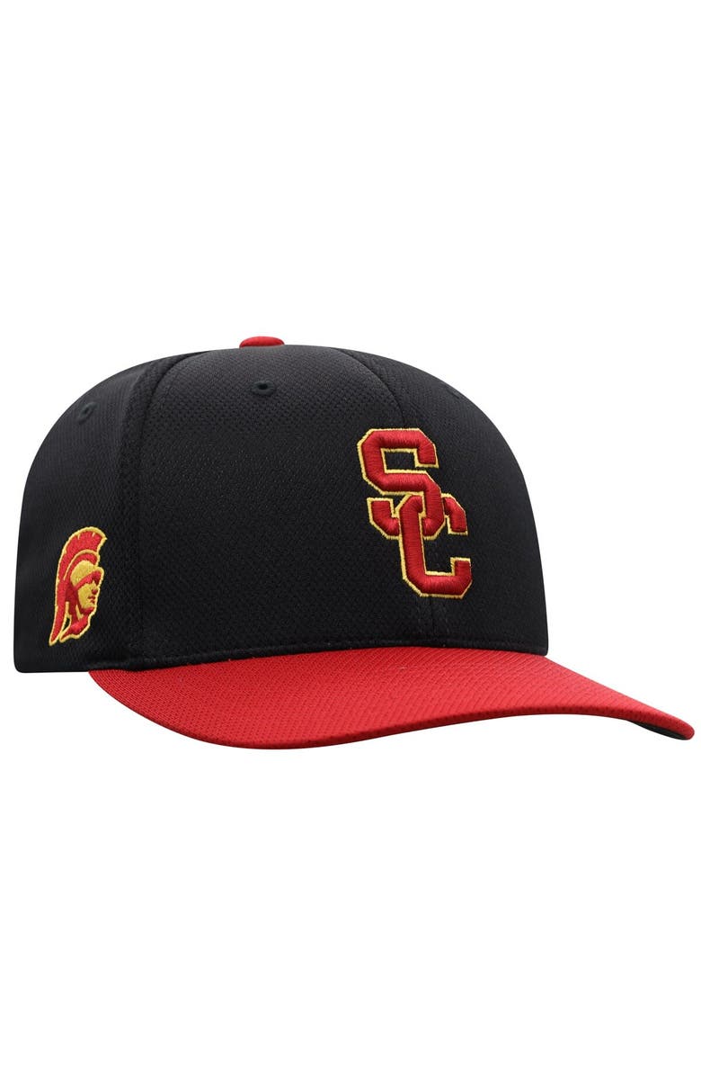 TOP OF THE WORLD Men's Top of the World Black/Cardinal USC Trojans Two-Tone Reflex Hybrid Tech Flex Hat, Alternate, color, 
