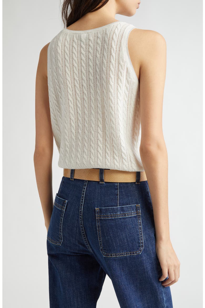 Cable Knit Sleeveless Sweater, Alternate, color, WHITE