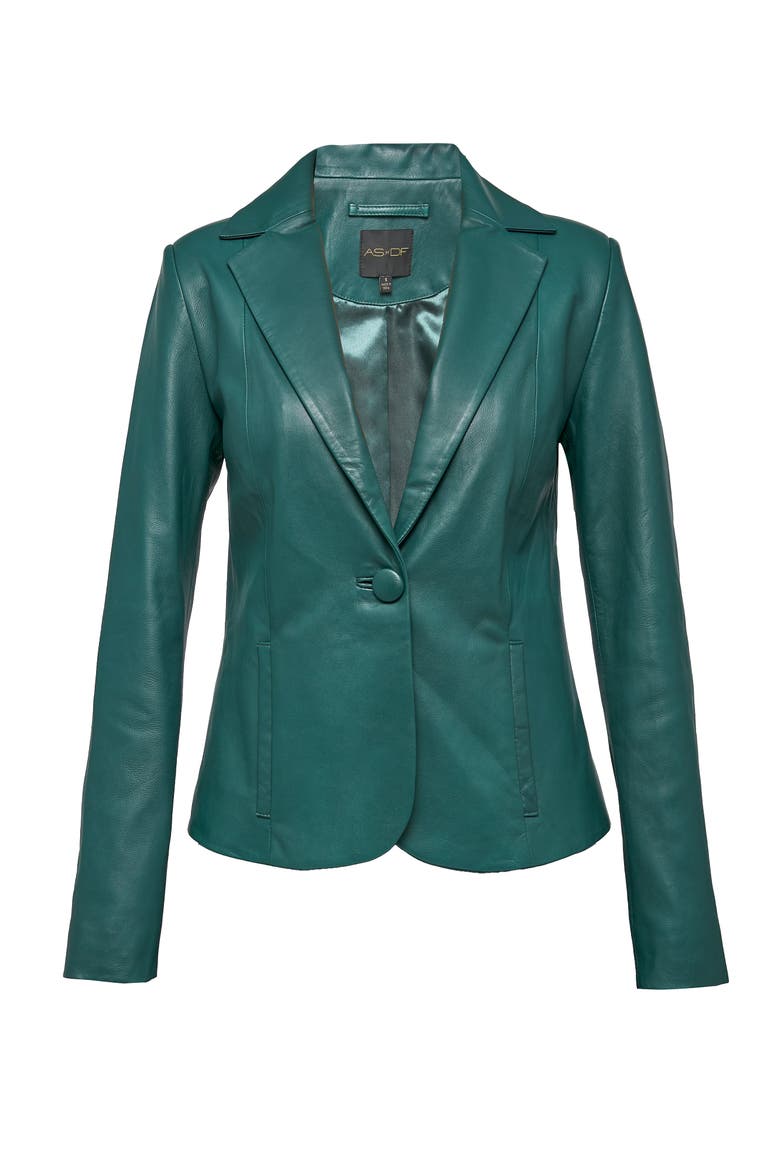 Telly Upcycled Leather Blazer, Alternate, color, Forest Green