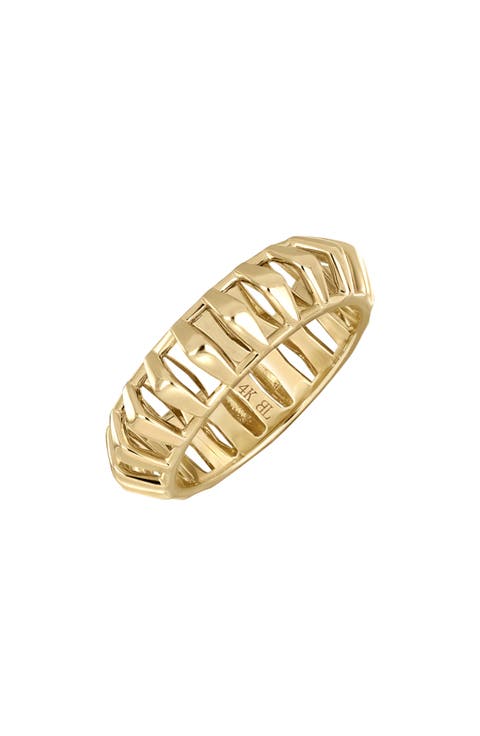 14K Gold Caged Wide Ring