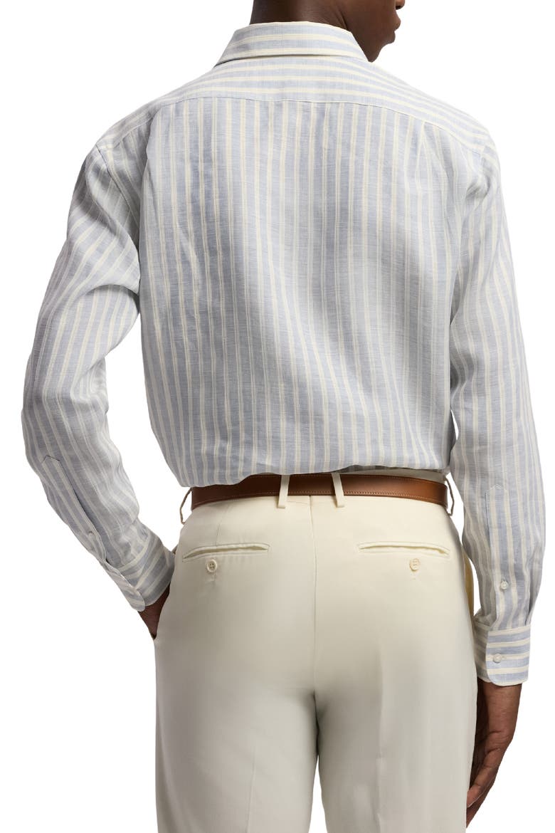 Striped Linen-Cotton Shirt, Alternate, color, LIGHT BLUE
