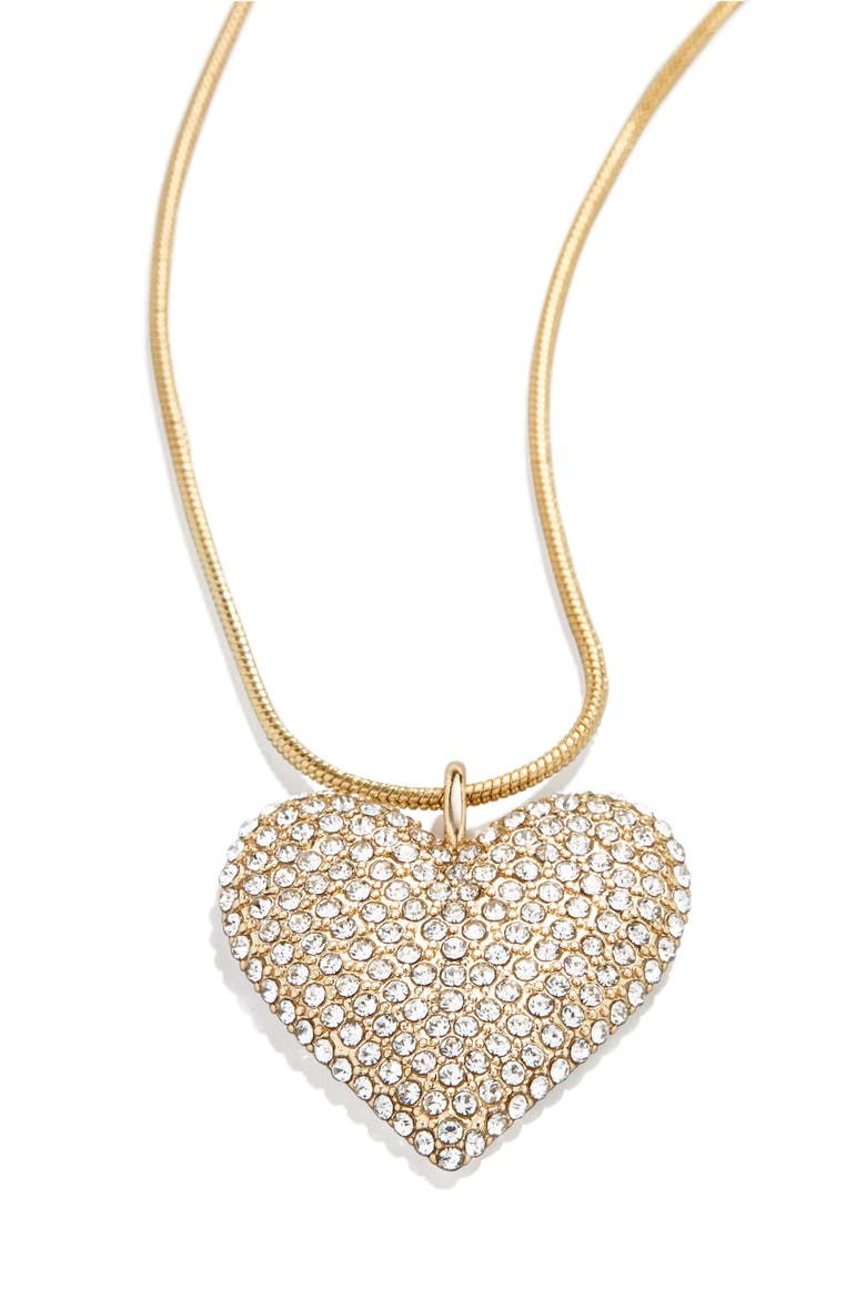 Pavé Heart Pendant Necklace, Alternate, color, CLEAR/YELLOW GOLD