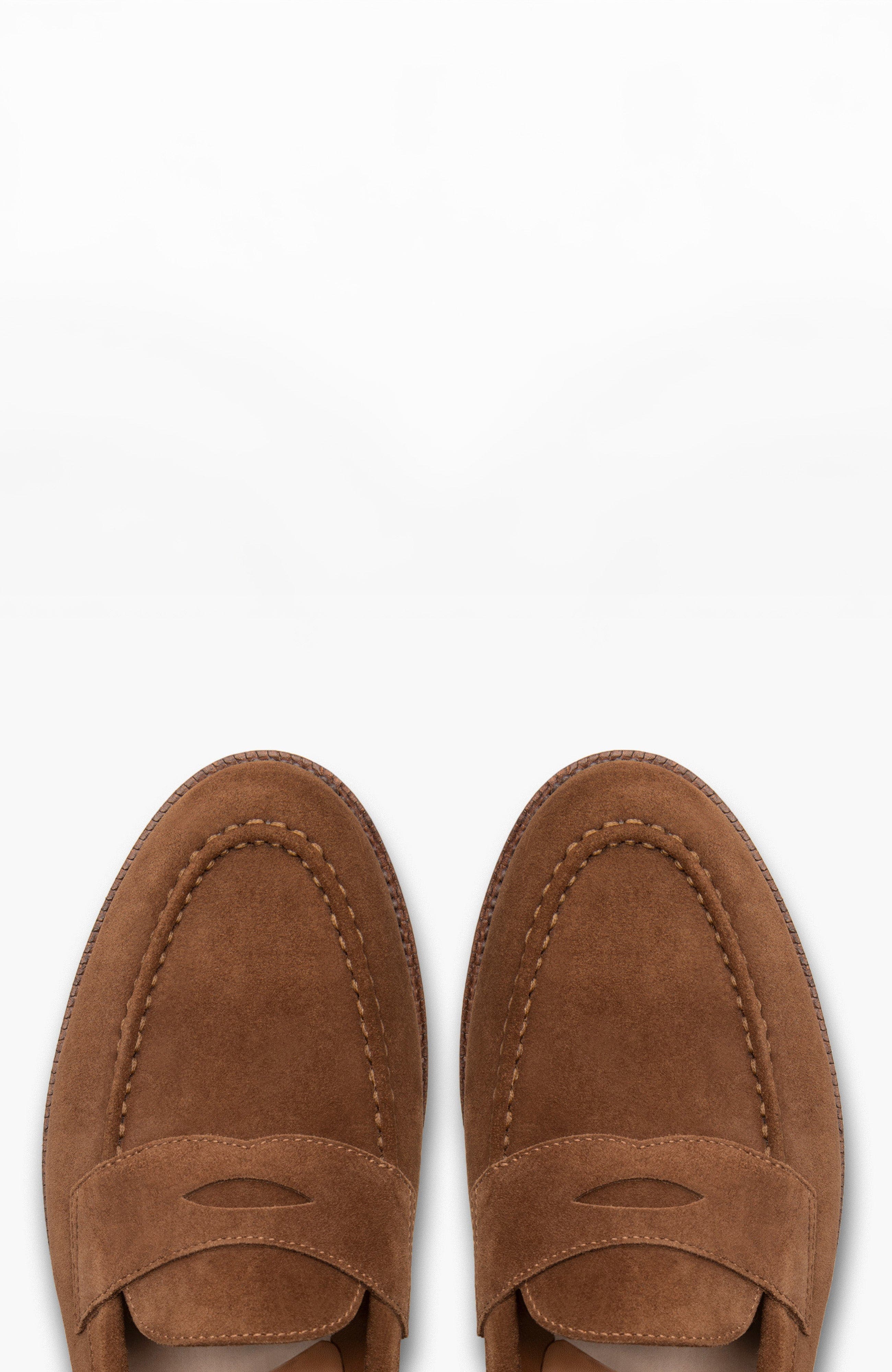 Grant Stone Traveler Penny, Alternate, color, Bourbon Suede