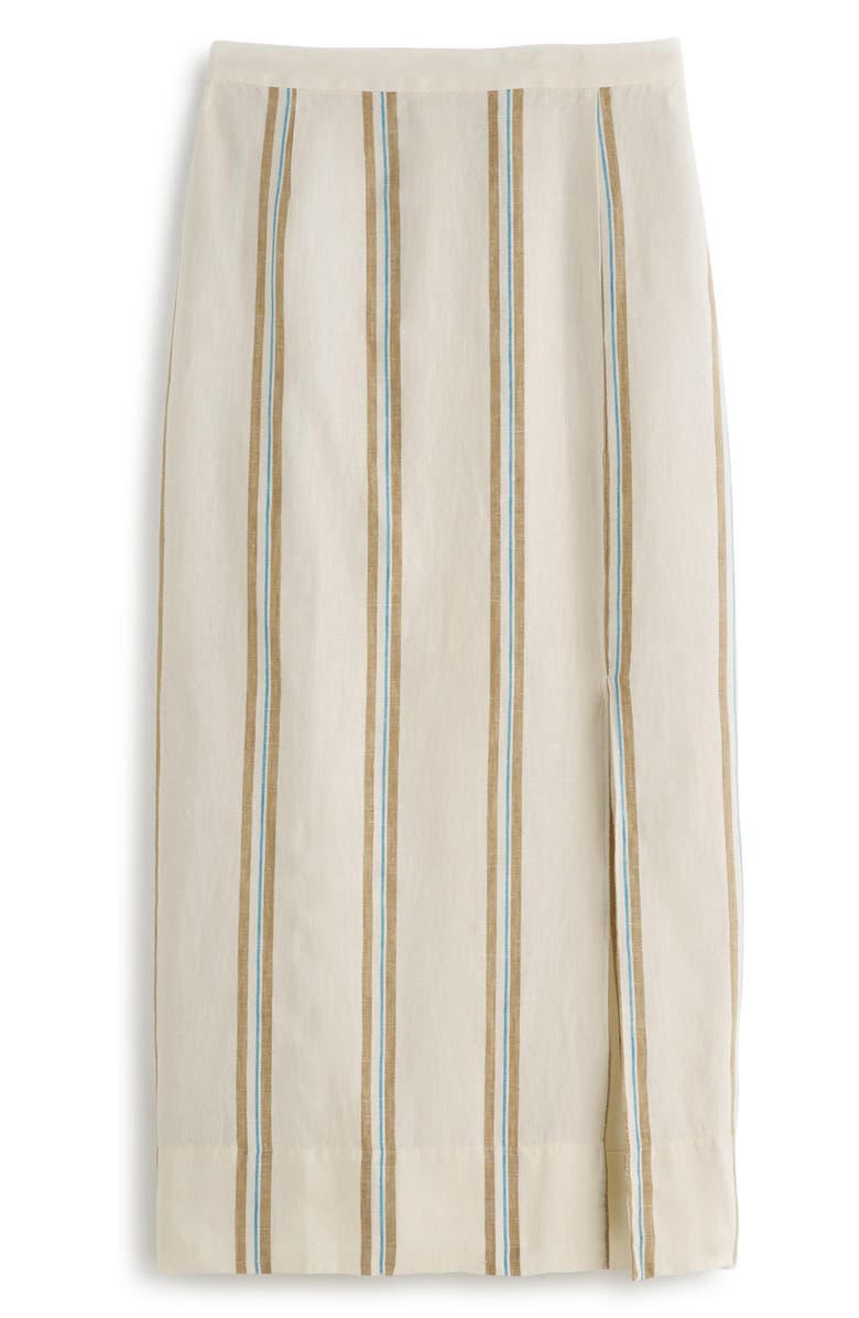 Madewell Stripe Linen Column Skirt, Alternate, color, 