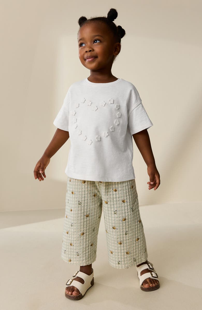 NEXT Kids' Crochet Flower Heart T-Shirt, Alternate, color, Neutral