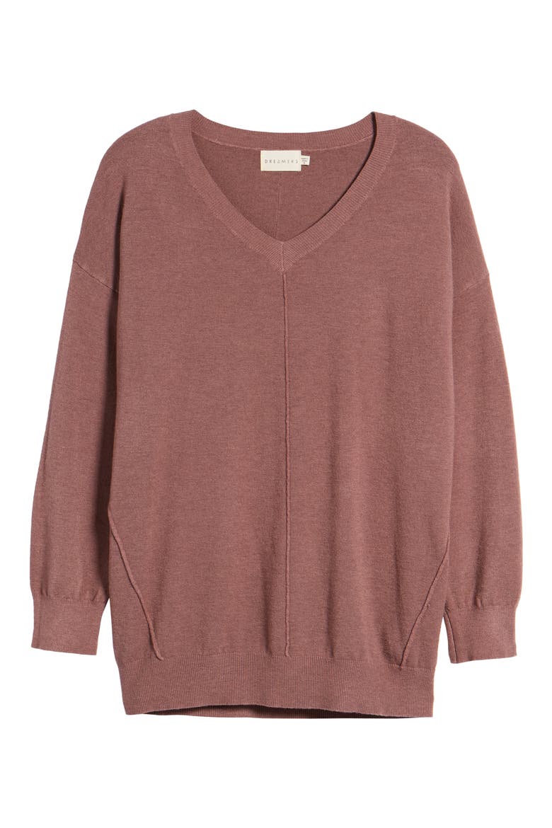 Exposed Seam Sweater, Alternate, color, HEATHER BERRY
