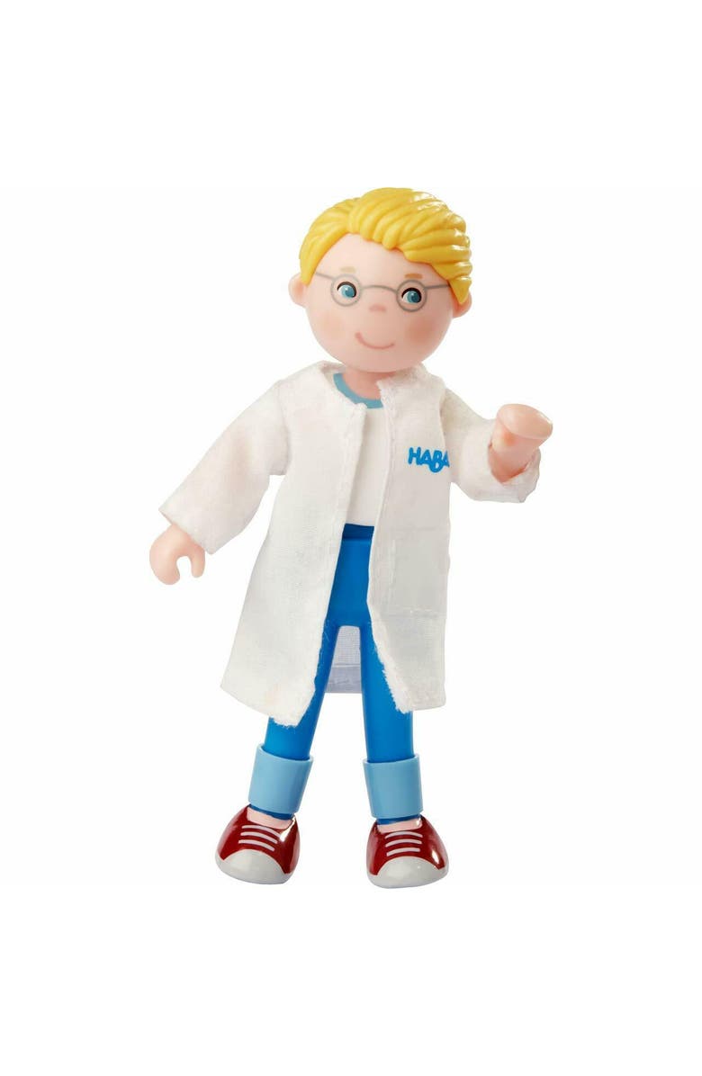 HABA Little Friends Veterinarian Andreas 4.5" Dollhouse Toy Figure with Removable Lab Coat, Main, color,