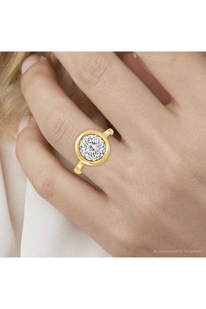 Certified 3.02Ct Portuguese Cut Bezel Diamond Engagement Ring Gold Lab Grown, Alternate, color, 14k Yellow Gold
