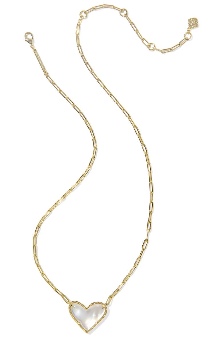 Kendra Scott Ari Heart Pendant Necklace, Alternate, color, Gold Ivory Mother Of Pearl