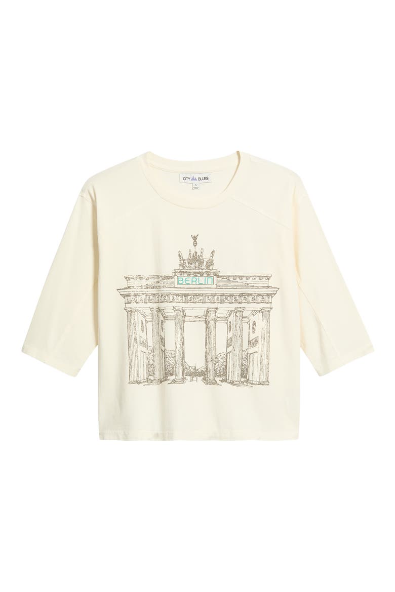 Three-Quarter-Sleeve Graphic Print Top, Alternate, color, GARDENIA
