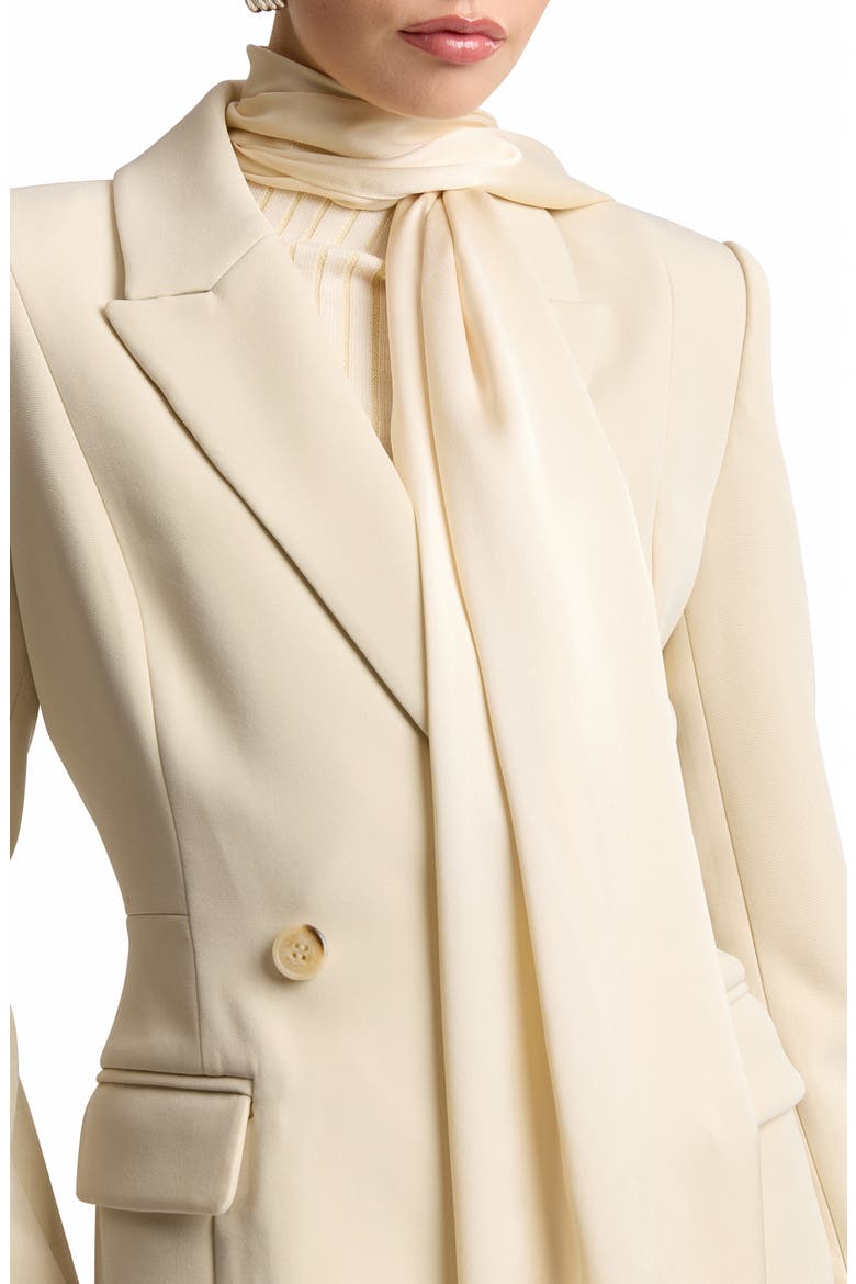 Sculpted Stretch Jacket with Detachable Scarf, Alternate, color, ALMOND