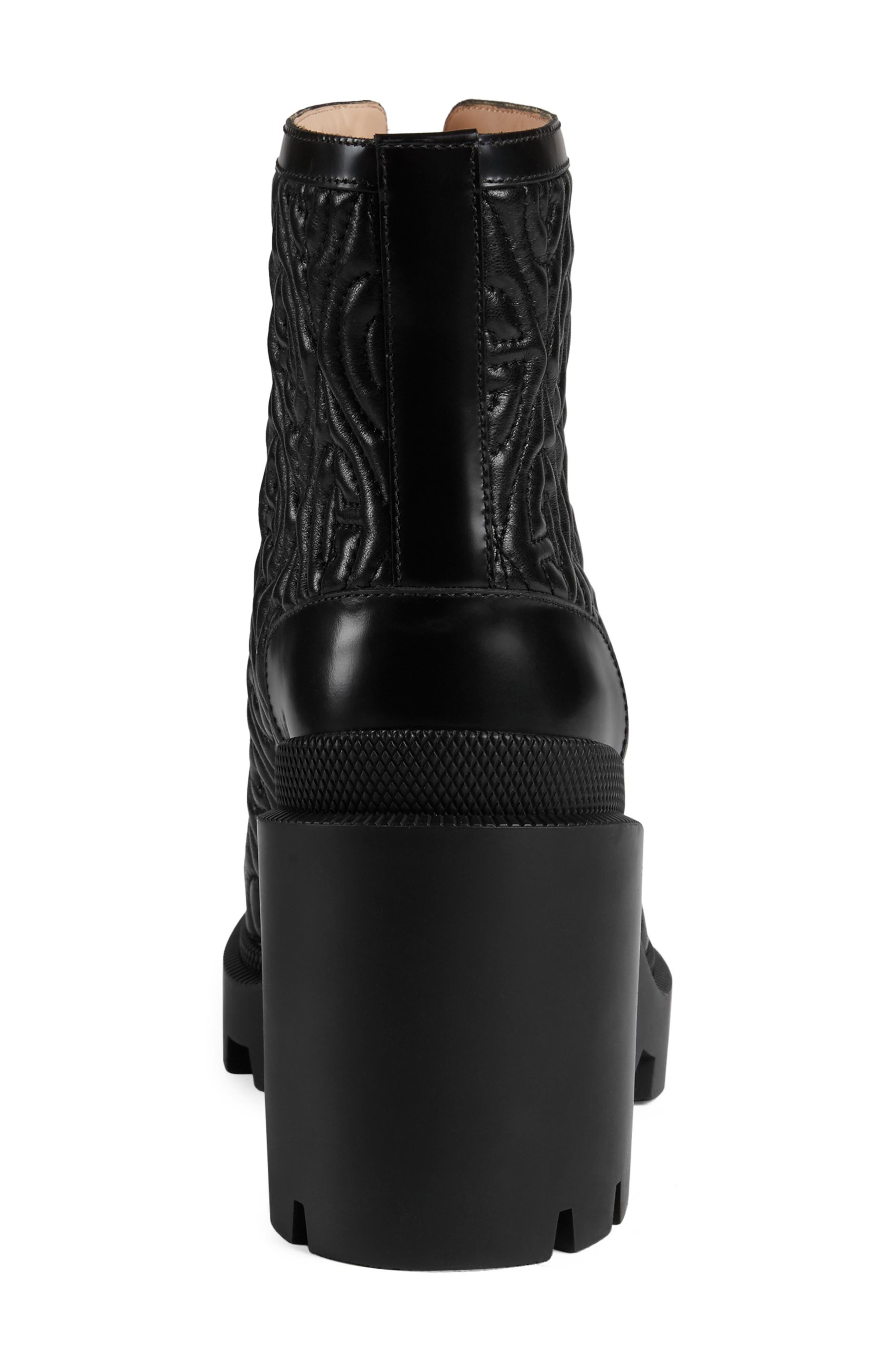 Gucci Trip G Rhombus Quilted Combat Boot, Alternate, color, 