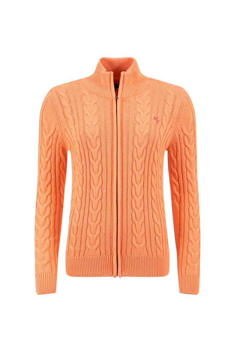 Lunenne Full Zip Cable Knit Cardigan, Alternate, color, Sorbet