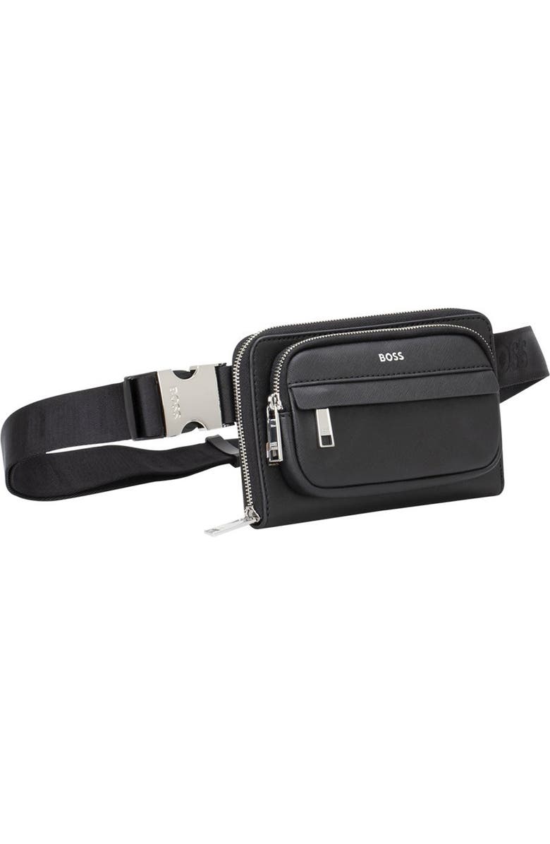 BOSS Zair Crossover Bonded Leather Belt Bag, Main, color, Black
