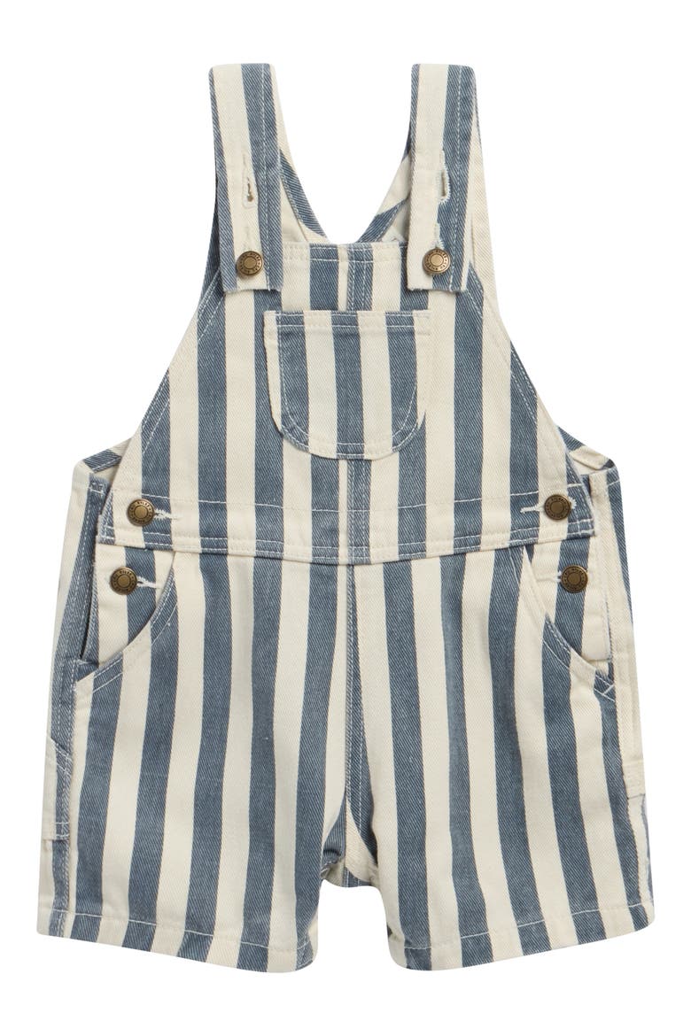 Stripe Denim Shortalls, Main, color, NATURAL