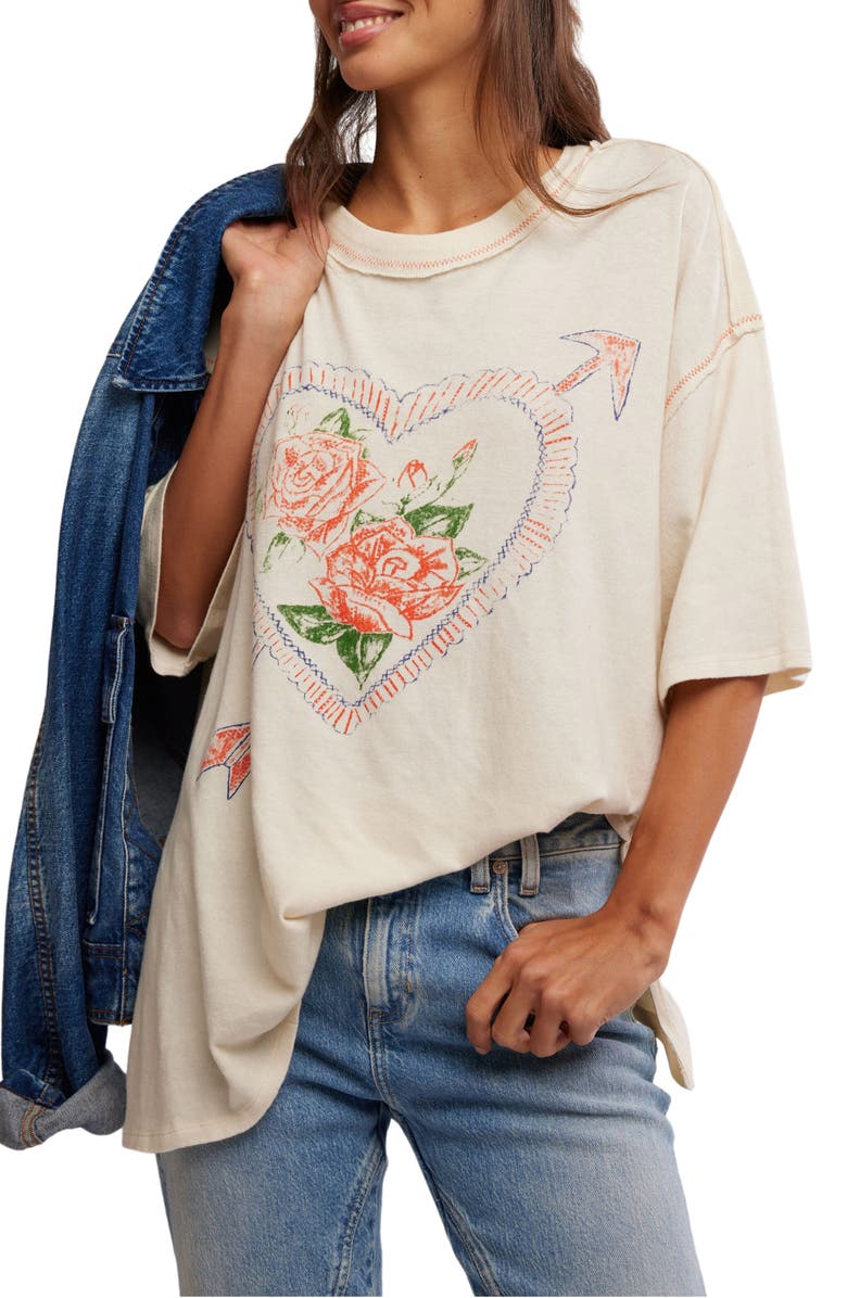 Free People Love Rose Oversize Graphic T-Shirt, Main, color, 