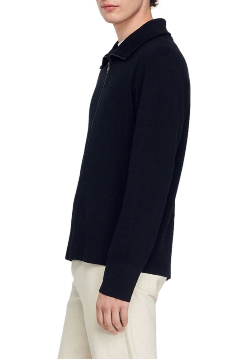 Zip-up wool cardigan, Alternate, color, MARINE