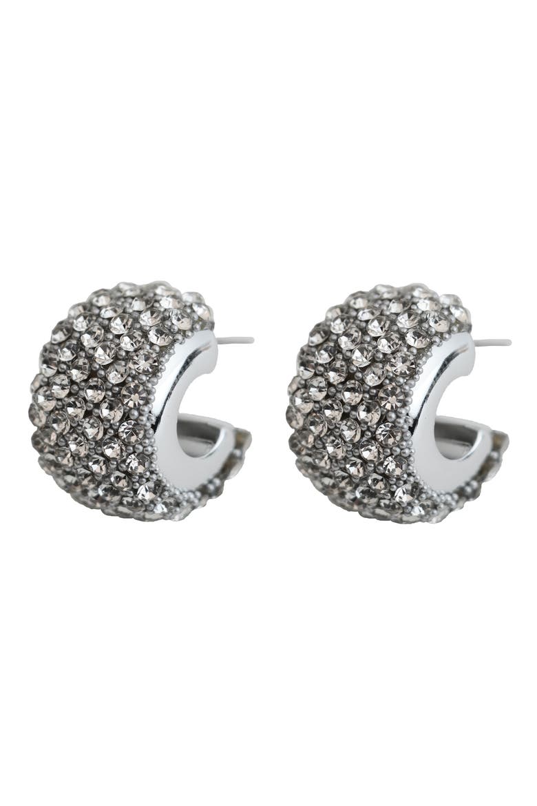Pavé Chubby Hoop Earrings, Main, color, SILVER