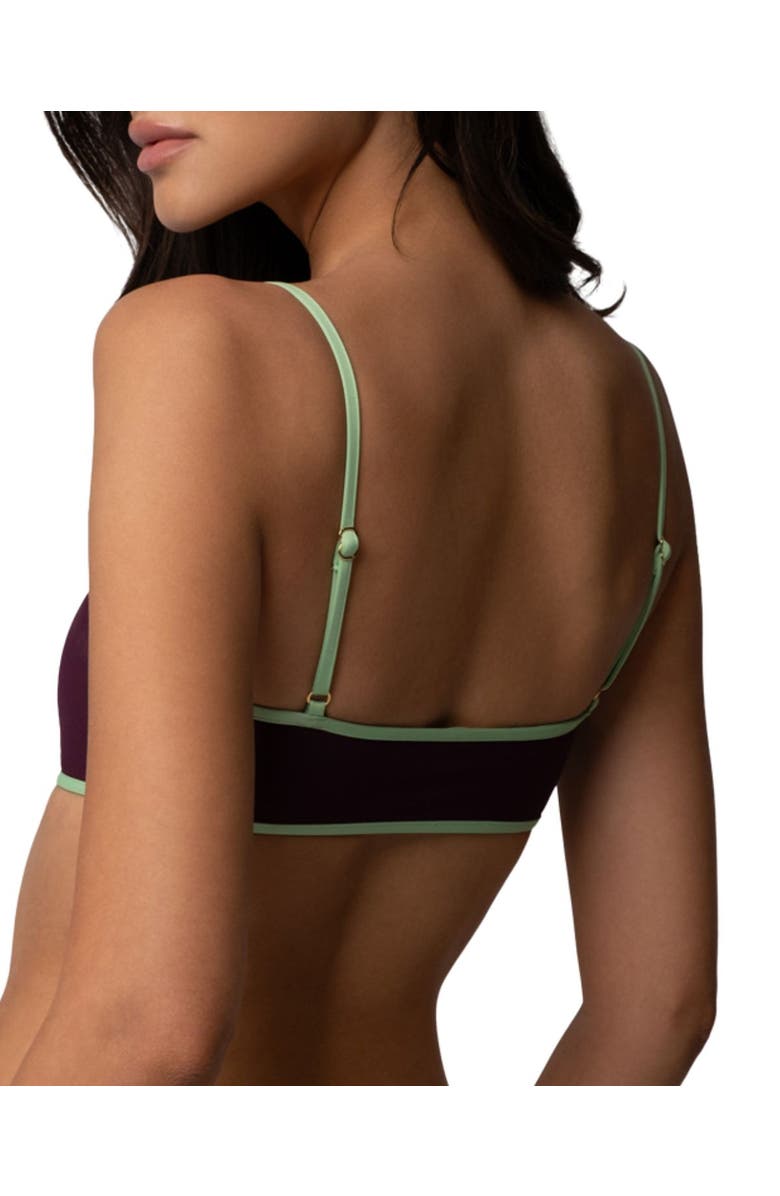 Kiki de Montparnasse Contraste Straight Neck Bikini Top, Alternate, color, Pelouse/Plum