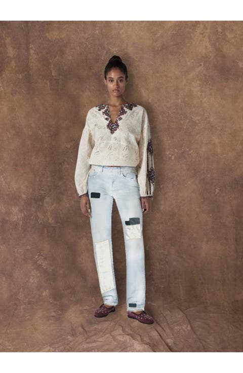 Patchwork Five Pocket Denim Pants