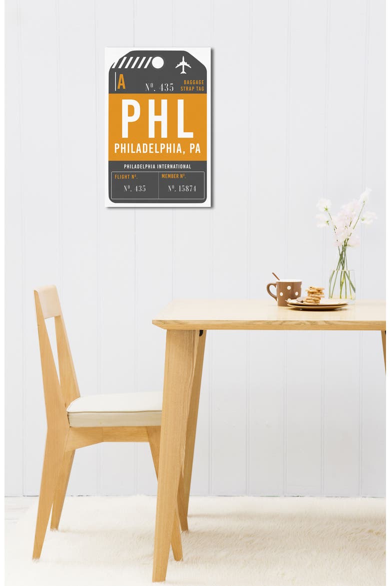 Philadelphia Luggage Tag Wall Art, Alternate, color, ORANGE