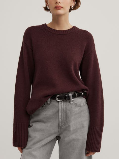 Longline Crew Neck Knit Sweater