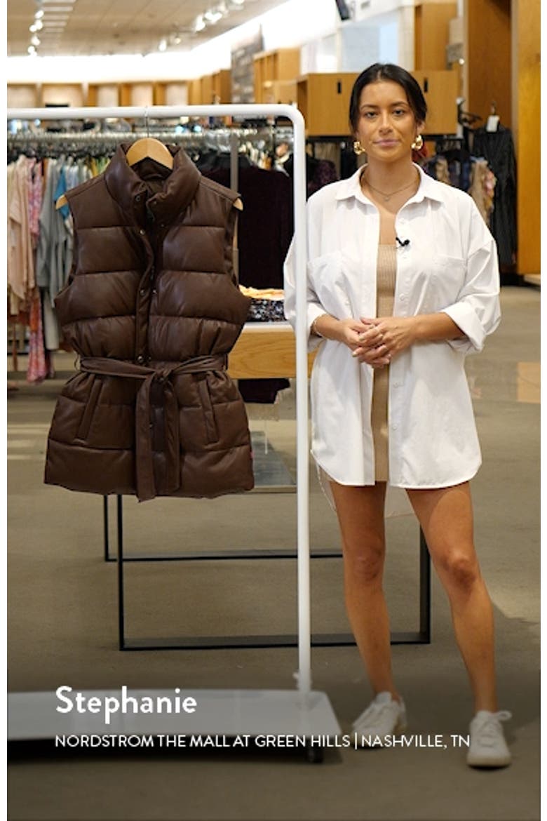 361™ Belted Water Resistant Faux Leather Puffer Vest video