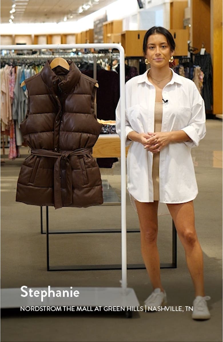 361<sup>™</sup> Belted Water Resistant Faux Leather Puffer Vest, sales video thumbnail