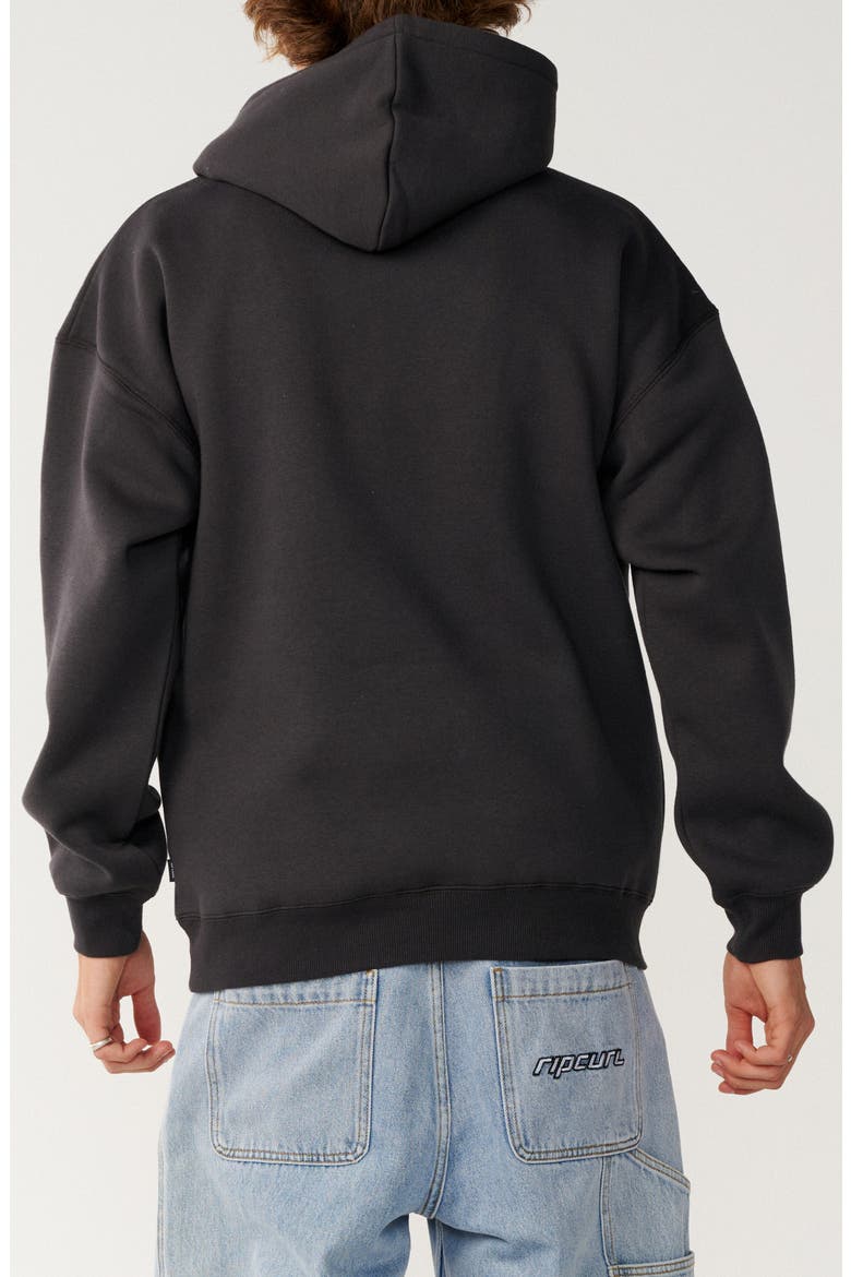 Rip Script Oversize Fleece Hoodie, Alternate, color, WASHED BLACK