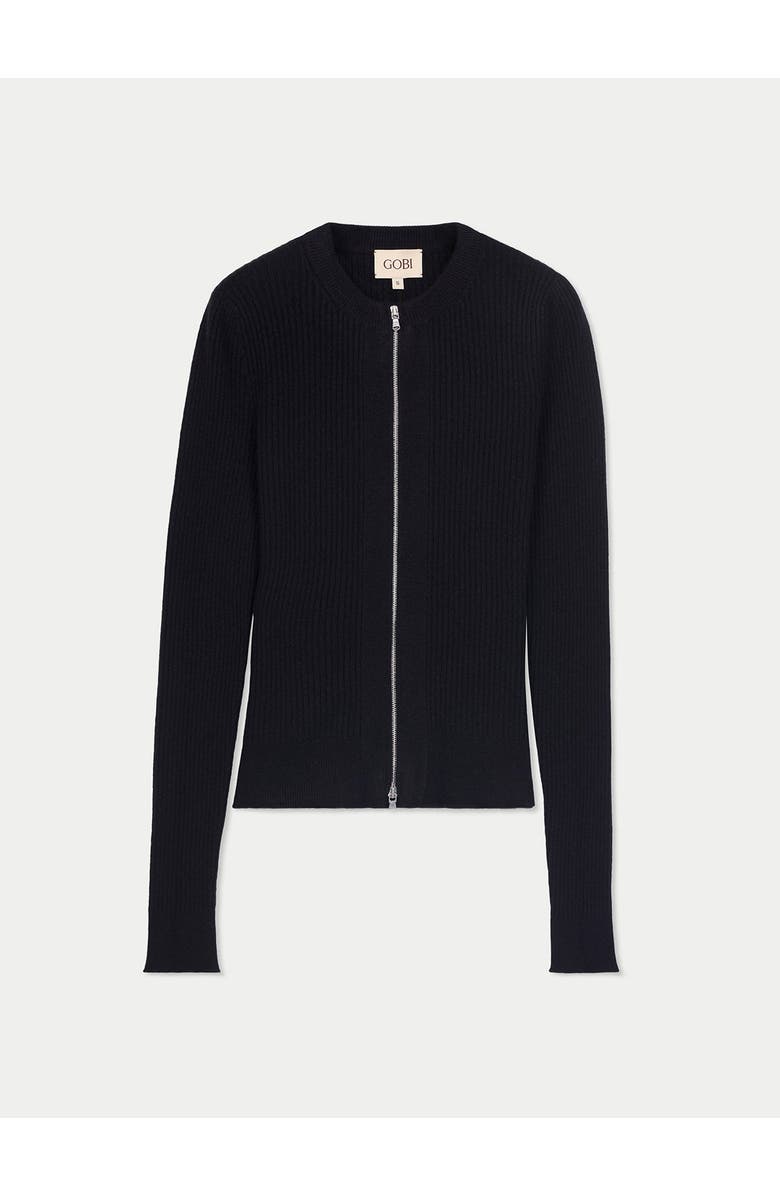 Gobi Cashmere Cashmere Two-Way Zip Cardigan, Main, color, Black