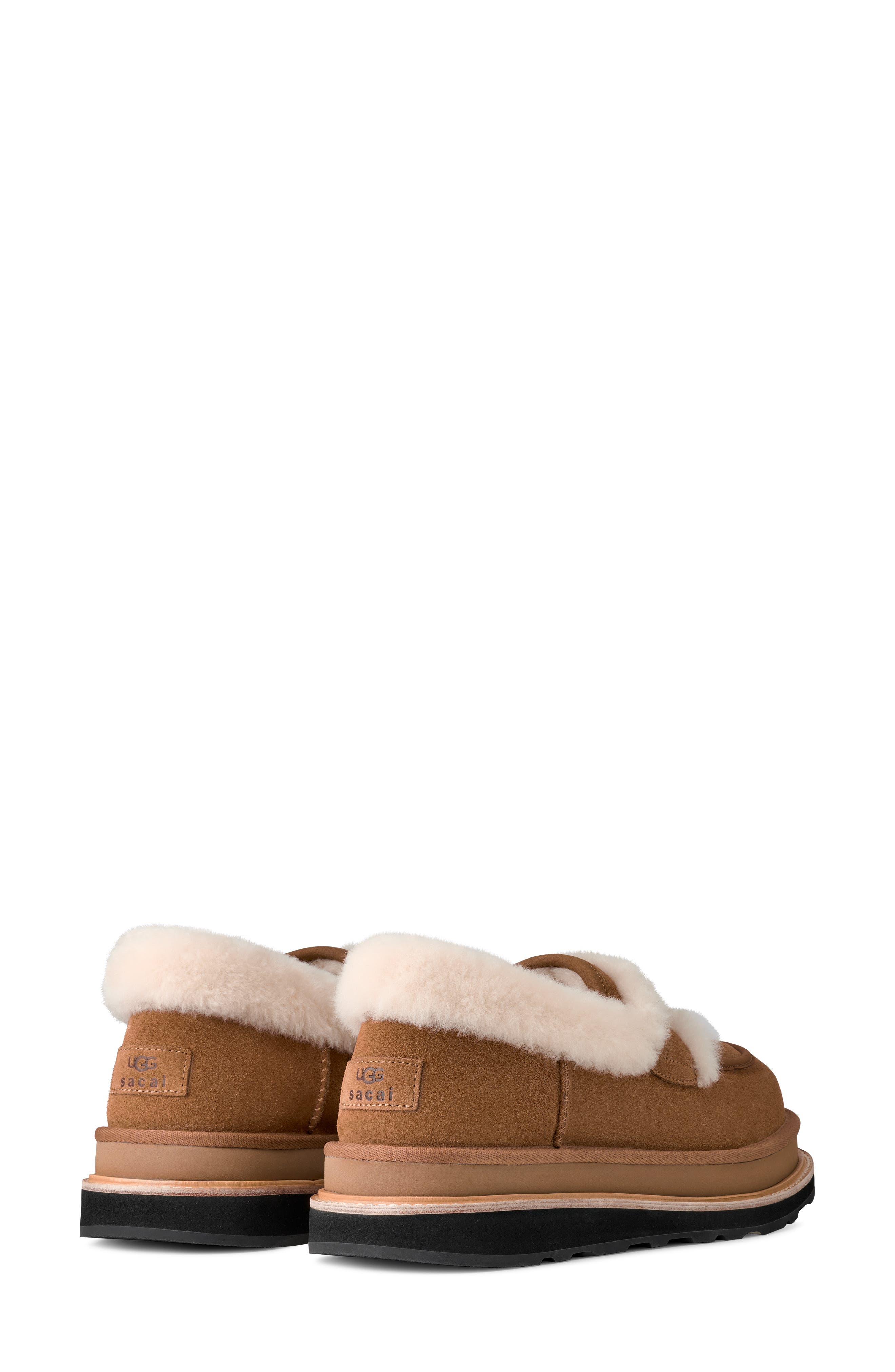 UGG<sup>®</sup> x Sacai Gender Inclusive Genuine Shearling Trim Penny Loafer, Alternate, color, Chestnut