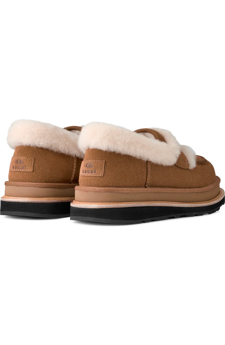 UGG<sup>®</sup> x Sacai Gender Inclusive Genuine Shearling Trim Penny Loafer, Alternate, color, Chestnut