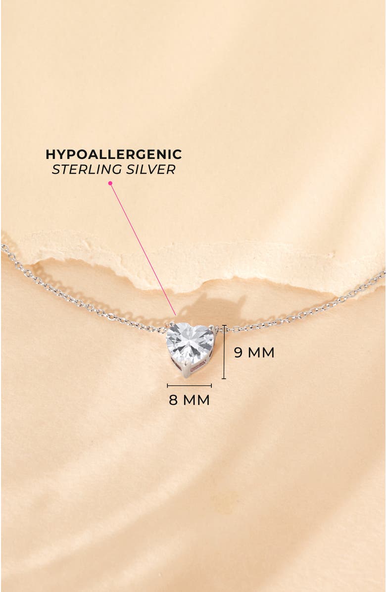 In Season Jewelry Prong CZ Birthstone Heart Necklace, Alternate, color, April