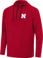 ANTIGUA Men's Antigua Heather Red Nebraska Huskers Spikes Quarter-Zip Hoodie