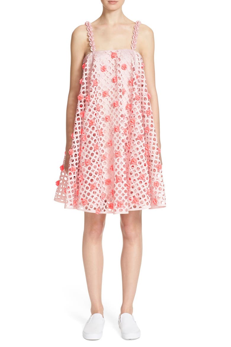Laser Cut Trapeze Dress, Main, color, ASHY PINK/ ACID PINK