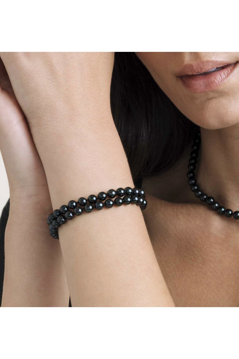 Japanese Akoya Black Double Pearl Bracelet, Alternate, color, Black Pearls