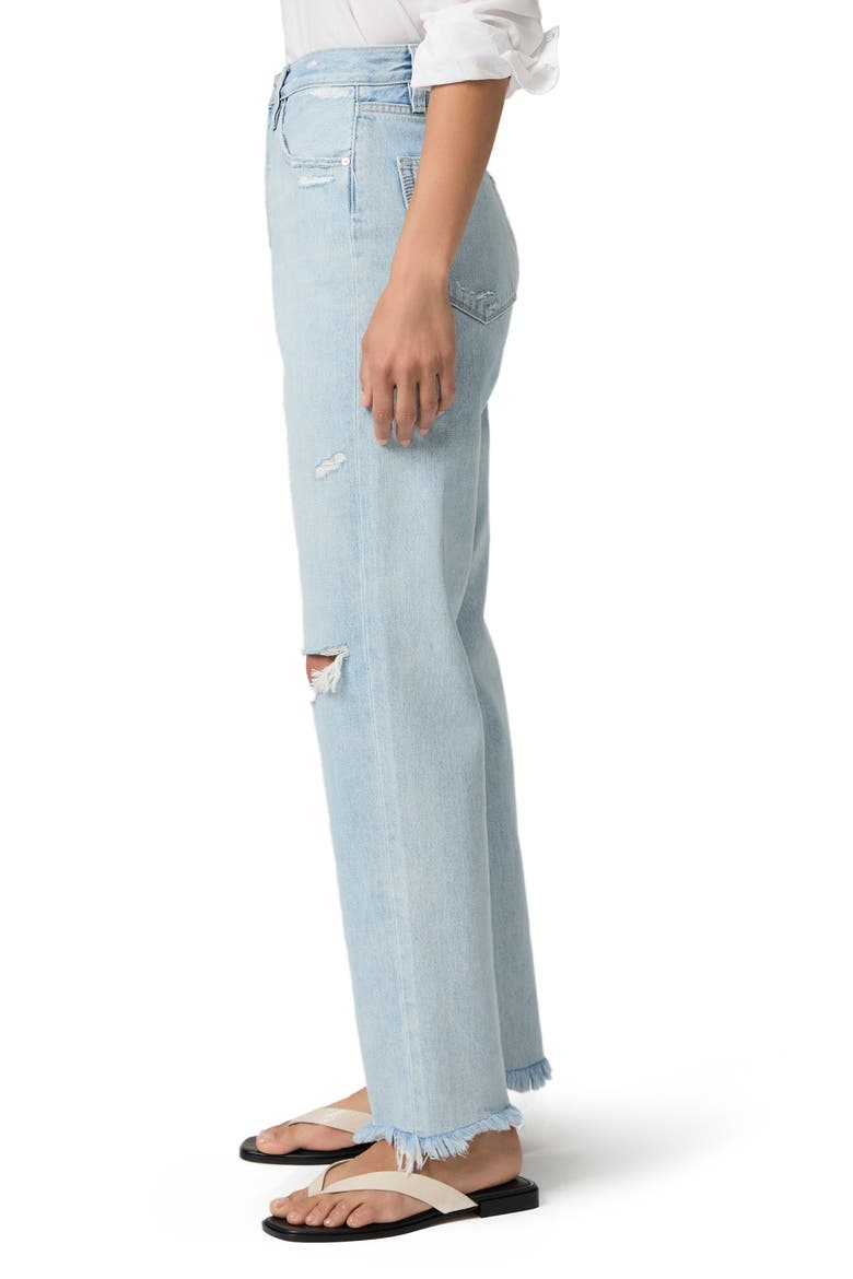 Sawyer Ripped High Waist Straight Leg Jeans, Alternate, color, FLOWERS DEST W/ THORN HEM