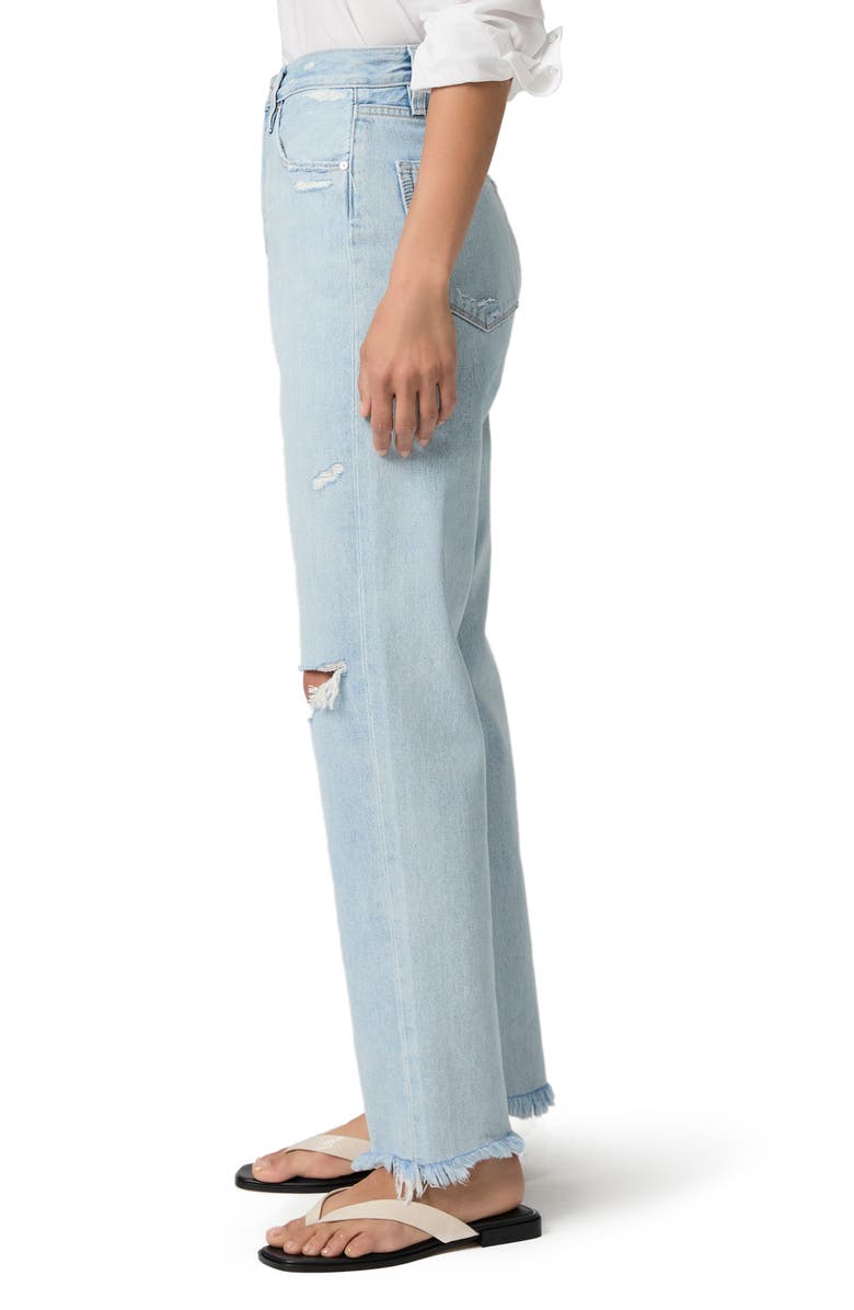 PAIGE Sawyer Ripped High Waist Straight Leg Jeans, Alternate, color, Flowers Dest W/ Thorn Hem
