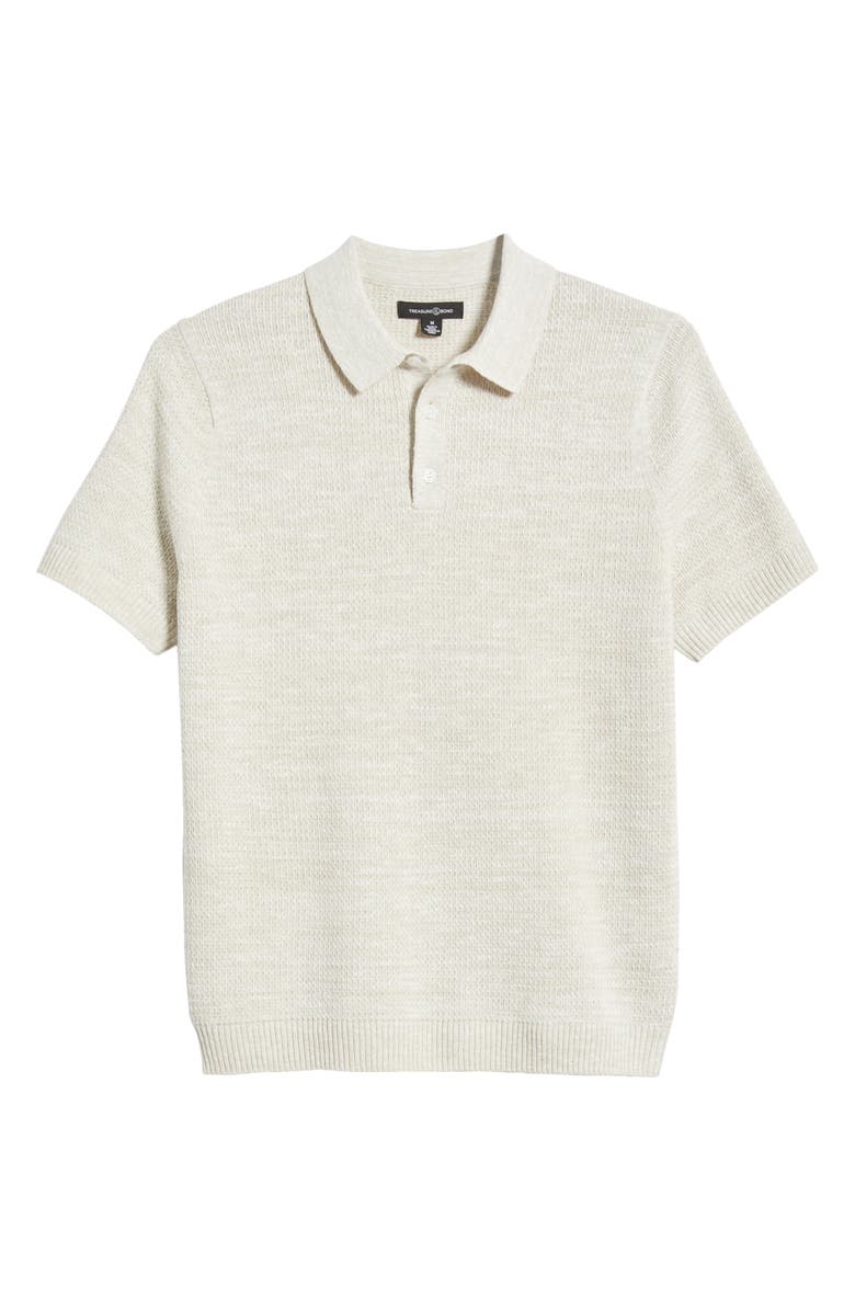 Treasure & Bond Textured Linen & Cotton Polo Sweater, Alternate, color, Ivory Egret- Beige