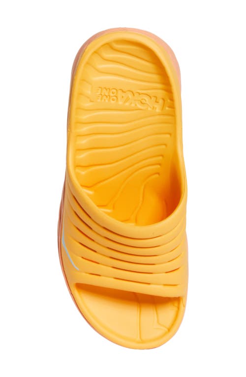 Hoka Gender Inclusive Ora Recovery Slide Sandal In Amber Yellow/shell Coral